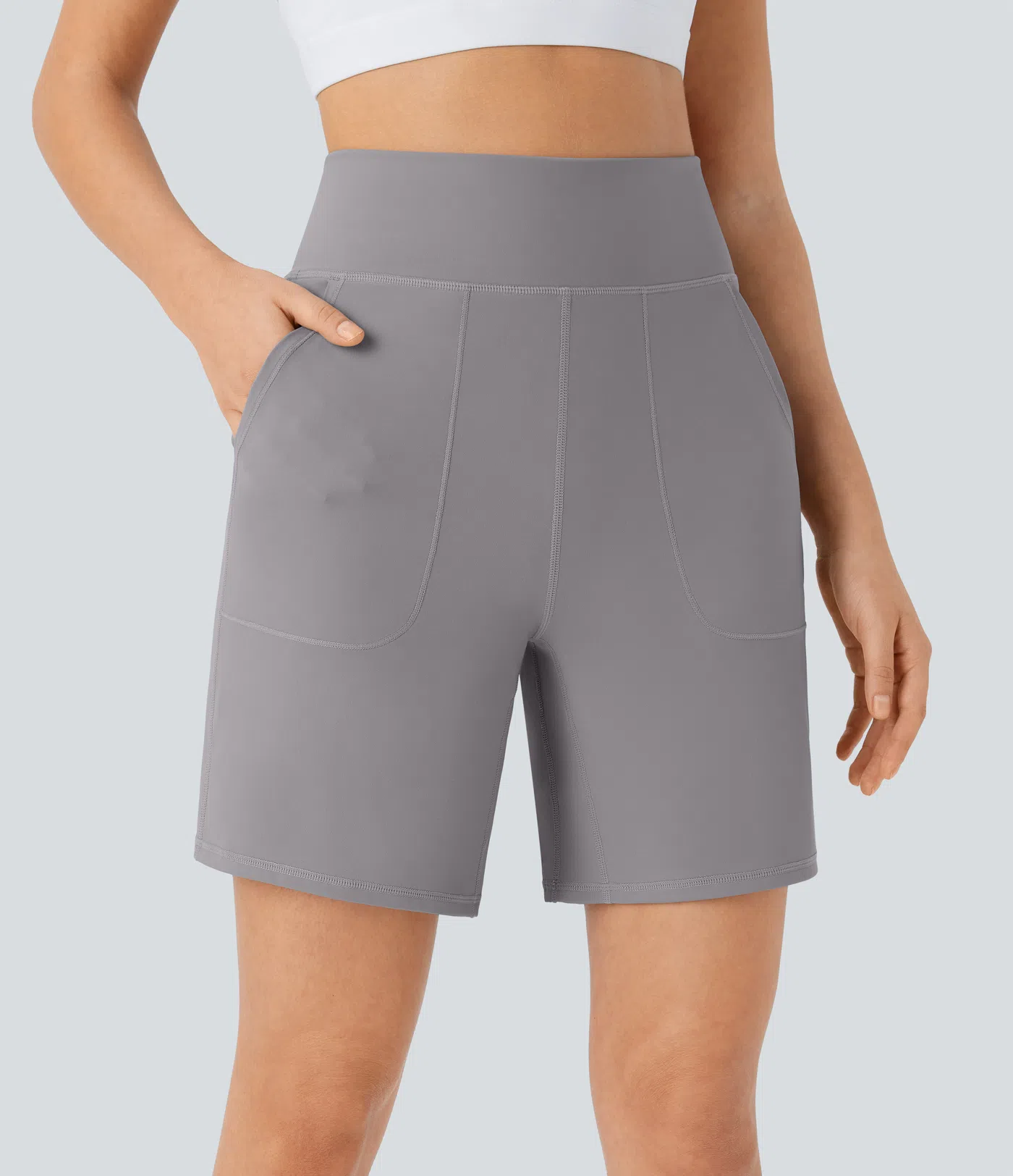 SoftlyZero™ Airy High Waisted Pockets Cool Touch Yoga Shorts 7''-UPF50+
