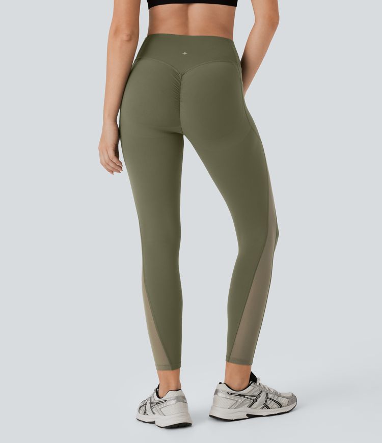 Leggings SoCinched Halara UltraSculpt™ deportiva tiro alto realce glúteos control abdomen bolsillo lateral malla contrastante