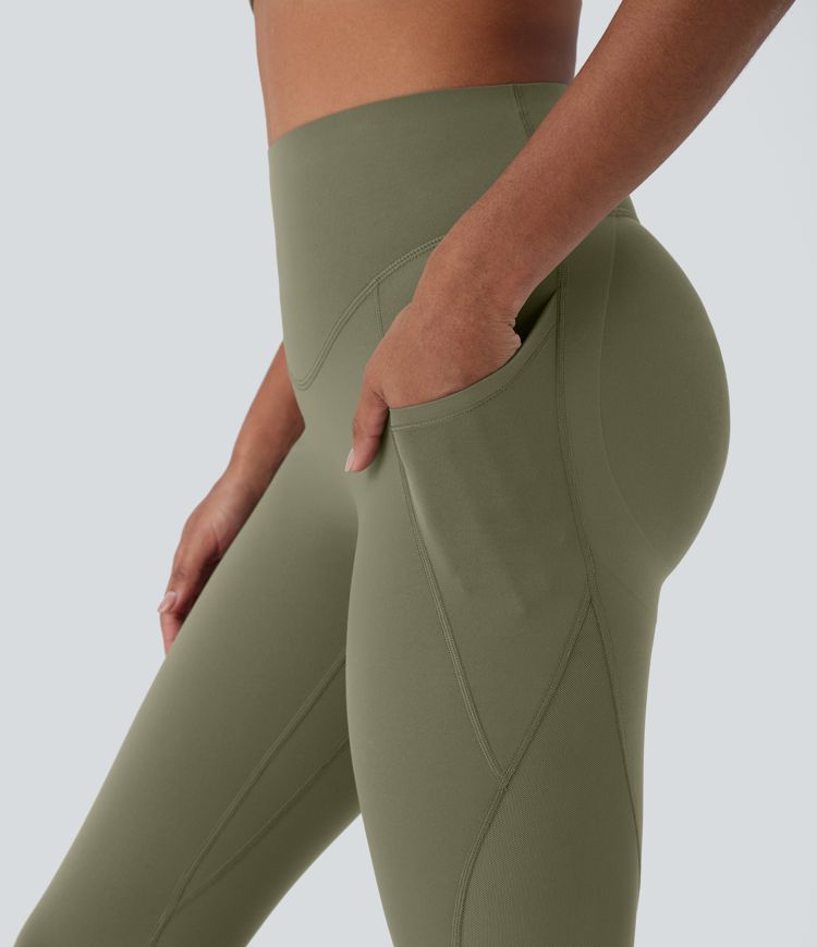 Halara UltraSculpt™ SoCinched Super High Waisted Butt Lifting Tummy Control Side Pocket Contrast Mesh Shaping Workout Leggings
