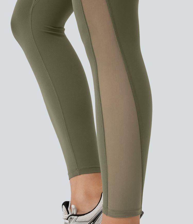 Leggings SoCinched Halara UltraSculpt™ deportiva tiro alto realce glúteos control abdomen bolsillo lateral malla contrastante