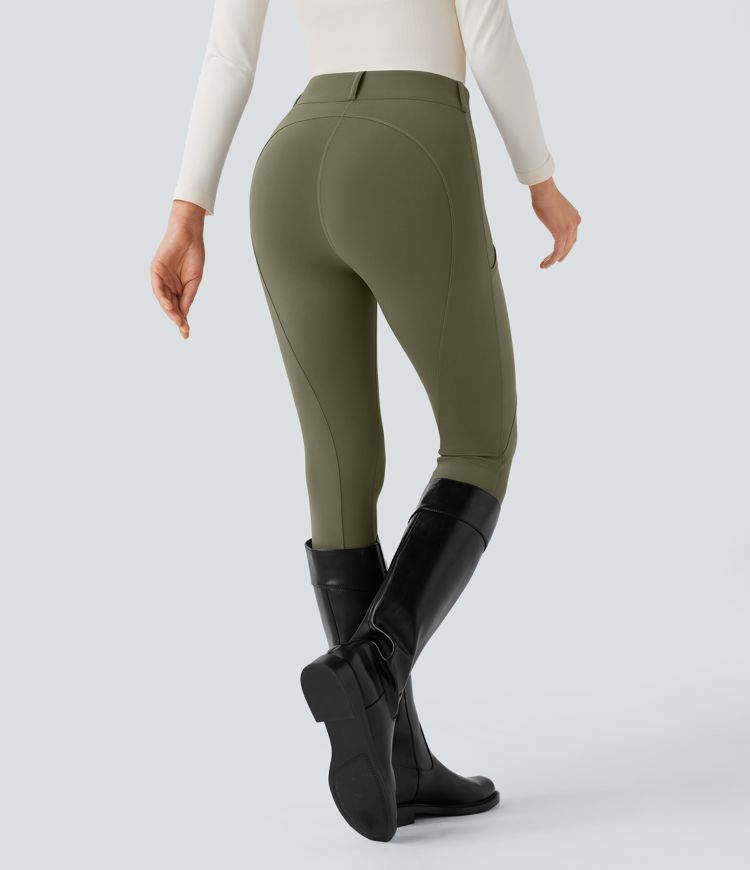 SoftlyZero™ High Waisted Pocket Contrast Rib 7/8 Leggings-UPF50+