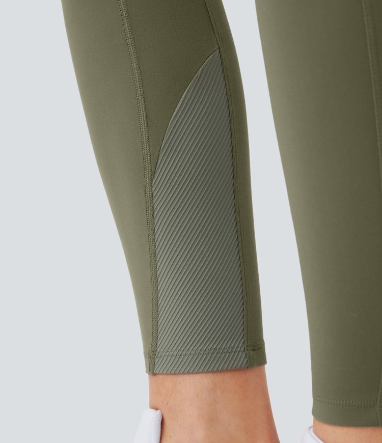 Softlyzero™ Reitleggings mit hoher Taille und Seitentaschen in Kontrastrippe, 7/8, UPF 50+