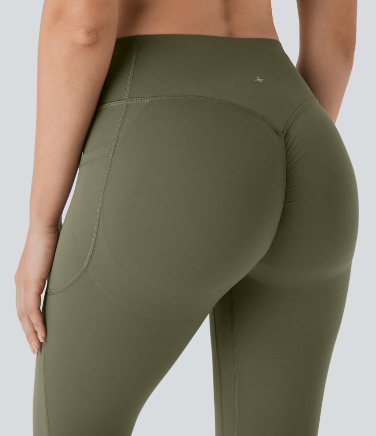Leggings SoCinched Halara UltraSculpt™ deportiva tiro alto realce glúteos control abdomen bolsillo lateral malla contrastante