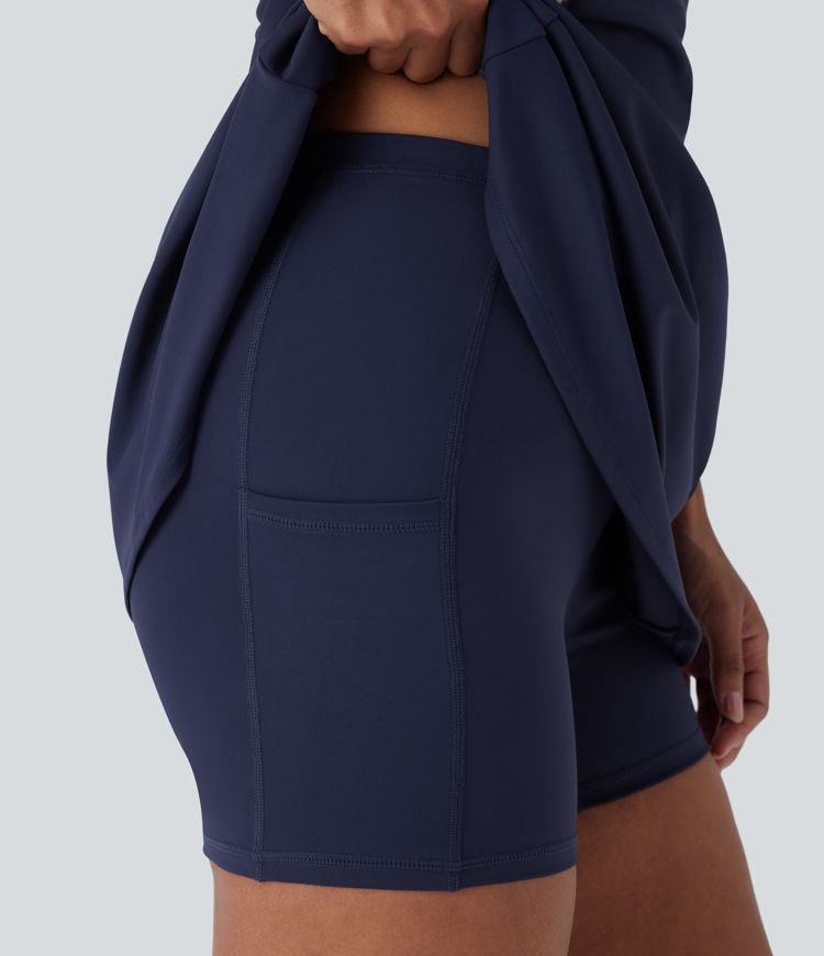 Vestido corto Softlyzero™ Airy yoga activo tacto fresco bolsillo lateral 2 piezas sin espalda entrecruzado - UPF 50+