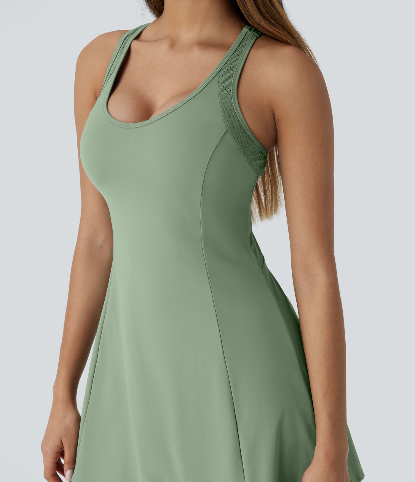 Vestido corto Softlyzero™ Airy yoga activo tacto fresco bolsillo lateral 2 piezas sin espalda entrecruzado - UPF 50+