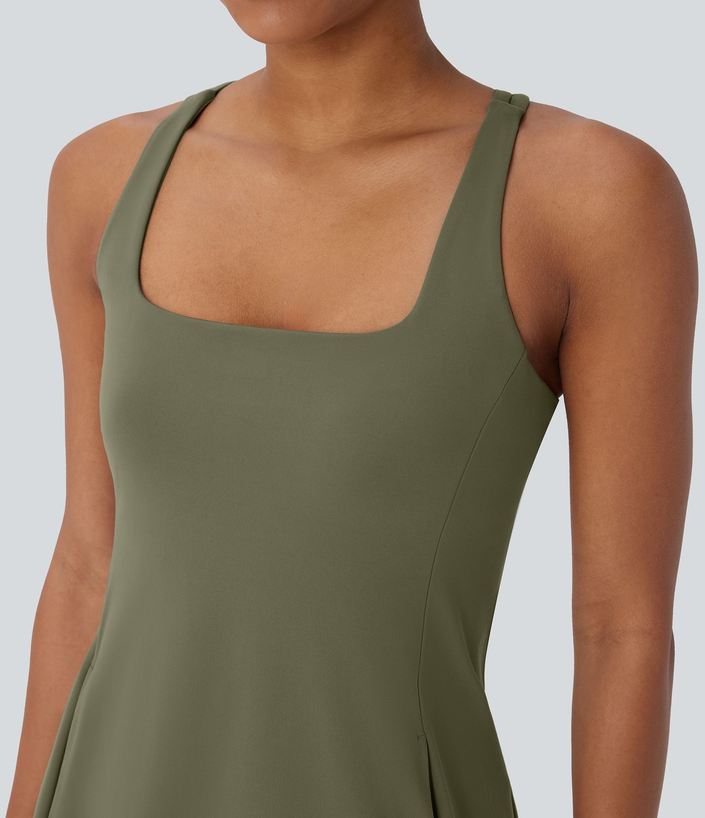 SoftlyZero™ Plush Cut Out Pocket 2-Piece Mini Yoga Active Dress A-C Cups