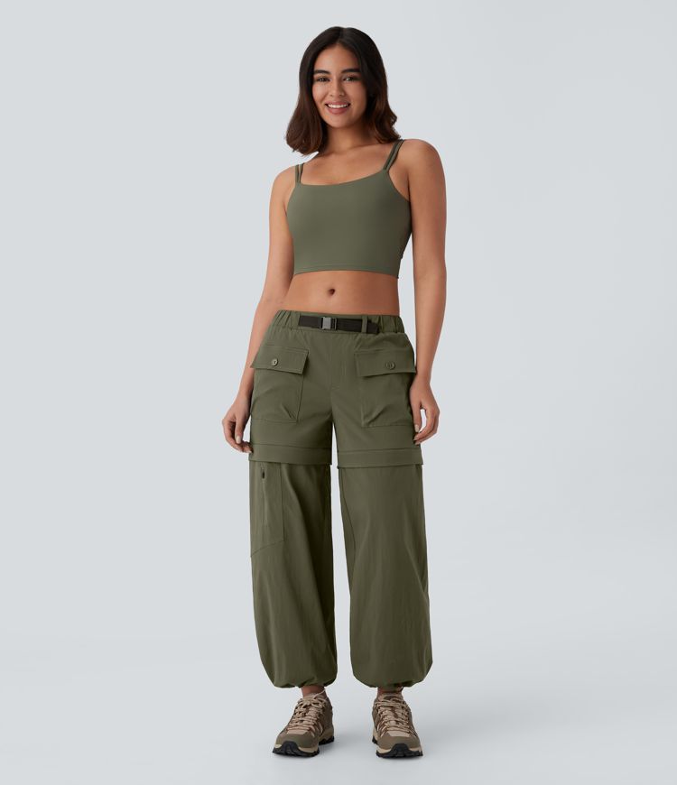 Water Repellent Low Rise Belted Pockets Ripstop Hiking Pants