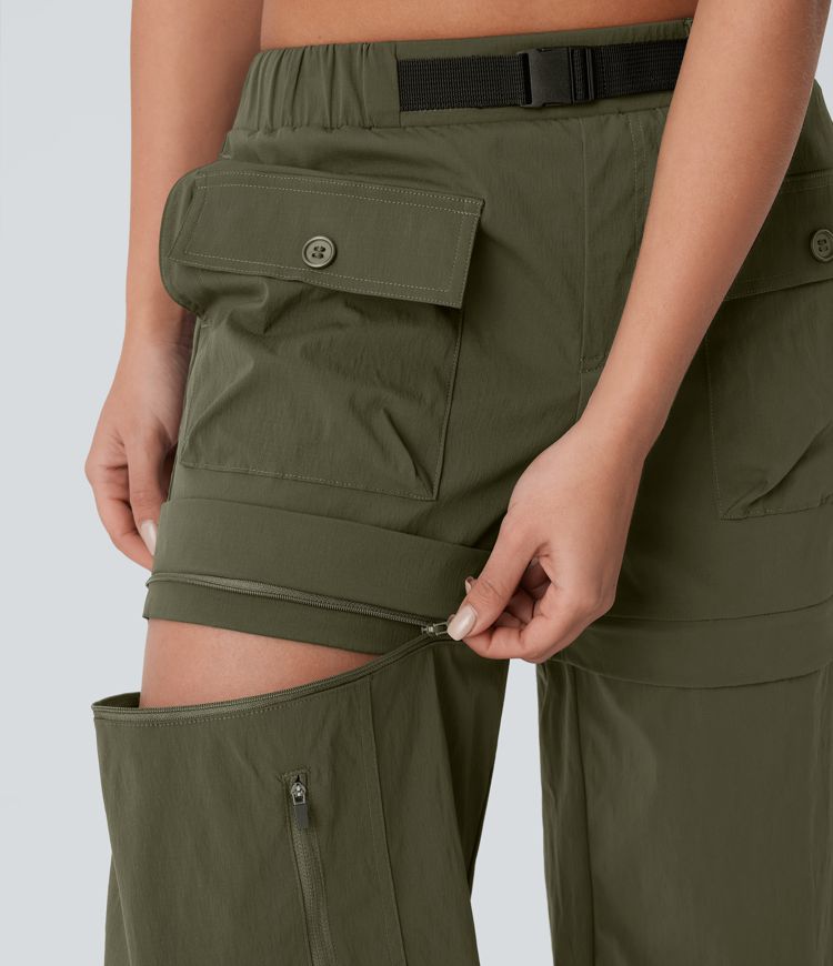 Water Repellent Low Rise Belted Pockets Ripstop Hiking Pants