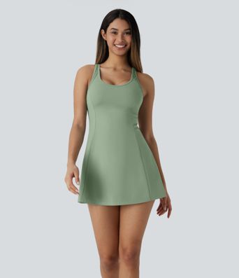 Vestido corto Softlyzero™ Airy yoga activo tacto fresco bolsillo lateral 2 piezas sin espalda entrecruzado - UPF 50+