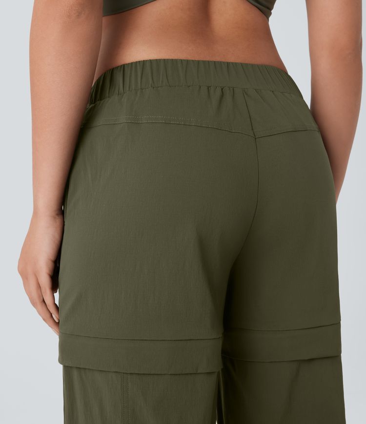 Water Repellent Low Rise Belted Pockets Ripstop Hiking Pants