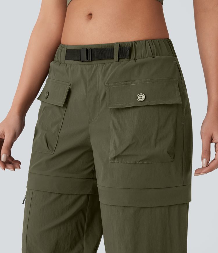 Water Repellent Low Rise Belted Pockets Ripstop Hiking Pants