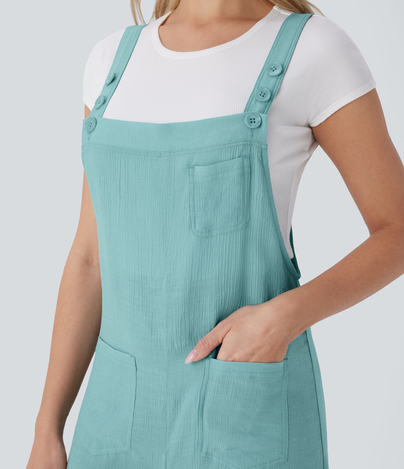 Verstellbarer Riemen mit Knopf Mehrere Taschen Weites Bein Lässiger Overall