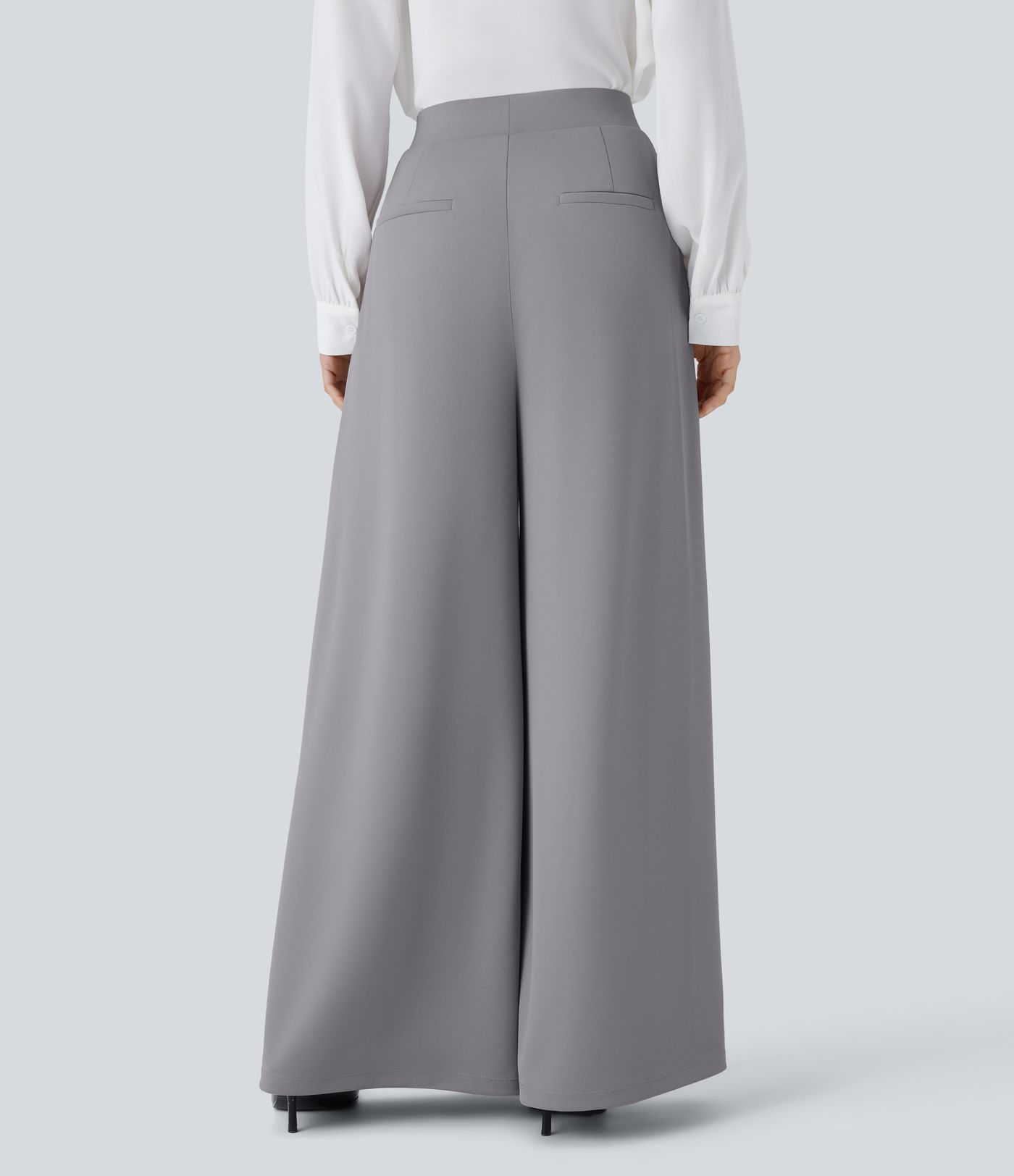 Halara Flex™ - Palazzo-Arbeits-Hose mit hohem Bund, dekorativen Seitentaschen und weitem Bein