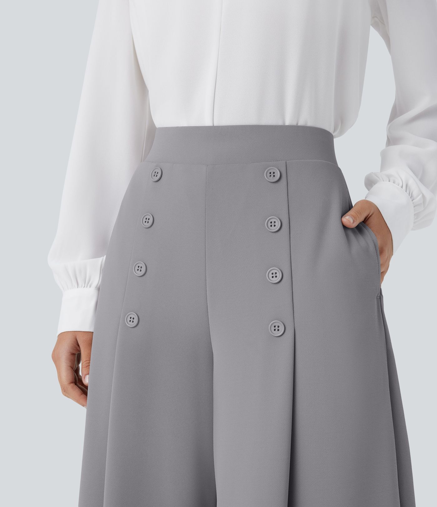 Halara Flex™ - Palazzo-Arbeits-Hose mit hohem Bund, dekorativen Seitentaschen und weitem Bein