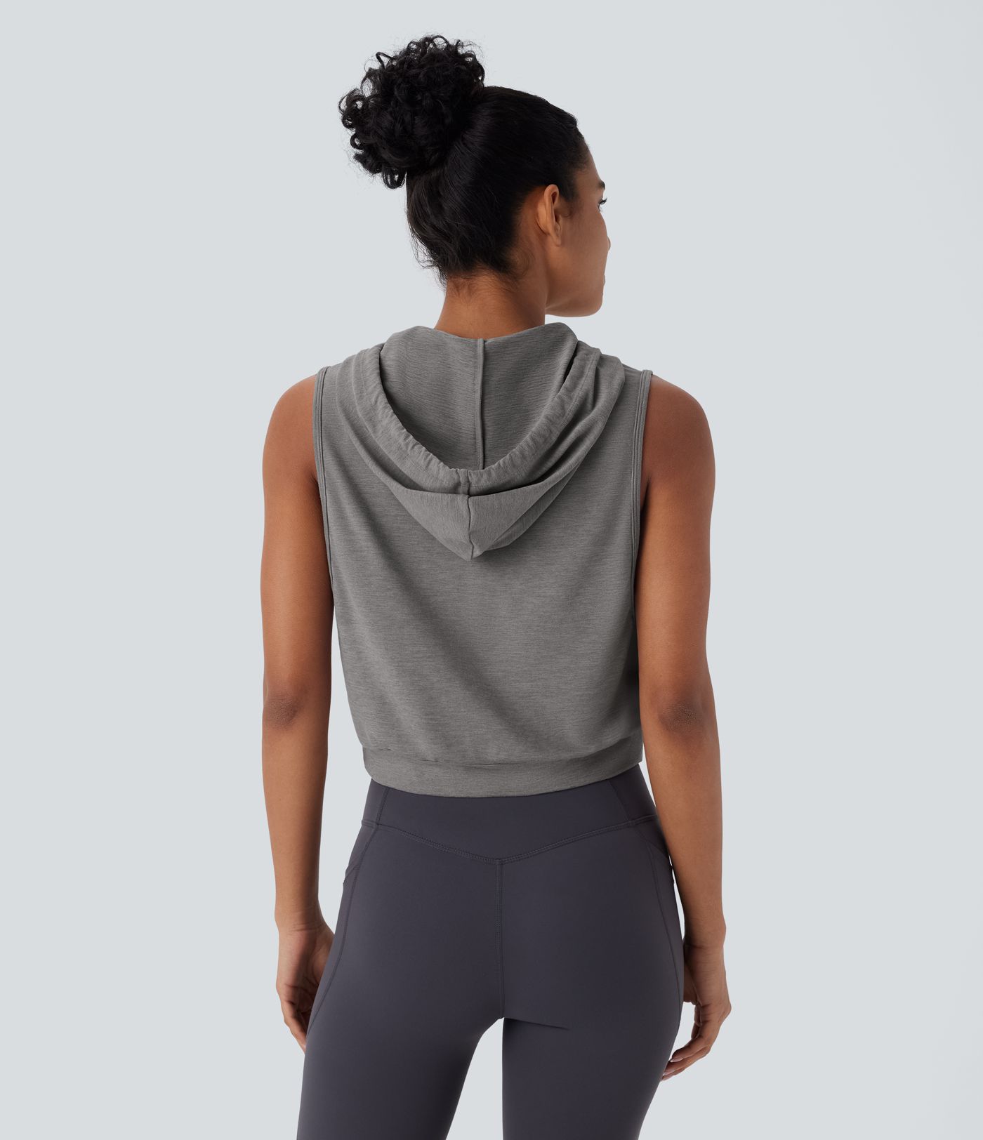 Hooded Drawstring Sleeveless Cropped Running Tank Top
