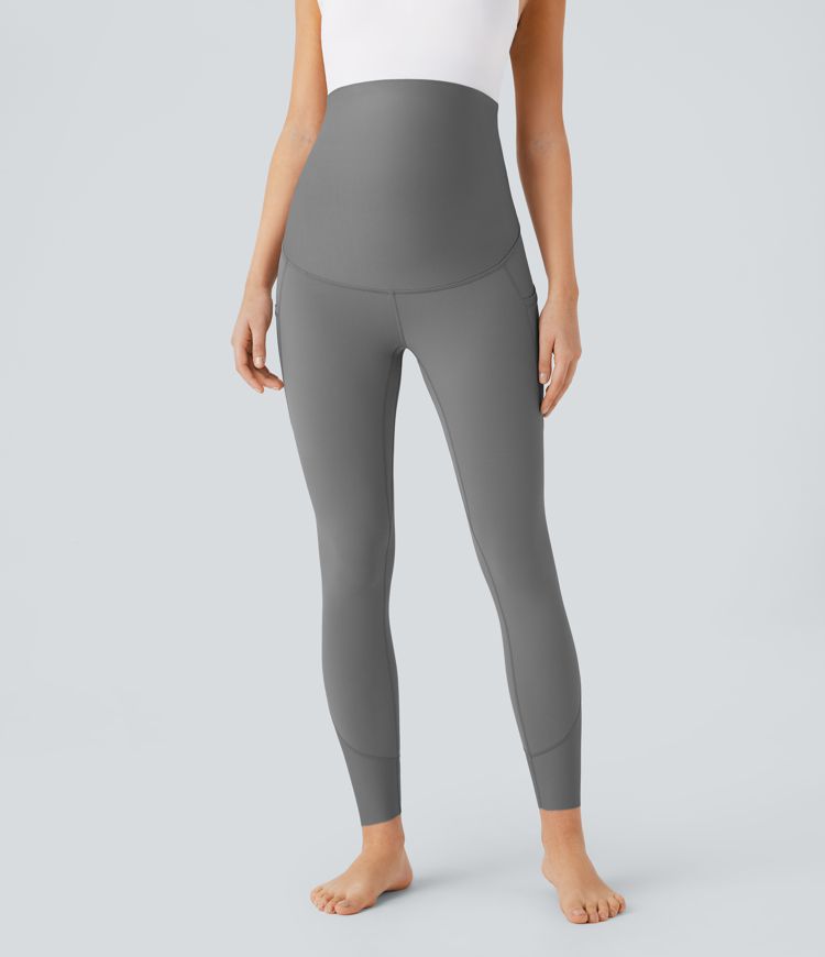 Leggings premamá Softlyzero™ yoga tiro súper alto bolsillo lateral cruzado espalda 7/8 - UPF 50+