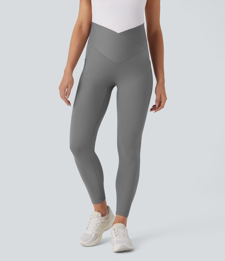 SoftlyZero™ Super High Waisted Crossover Pocket 7/8 Yoga Maternity Leggings-UPF50+
