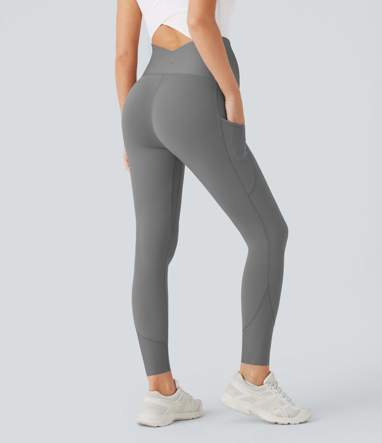 Leggings premamá Softlyzero™ yoga tiro súper alto bolsillo lateral cruzado espalda 7/8 - UPF 50+