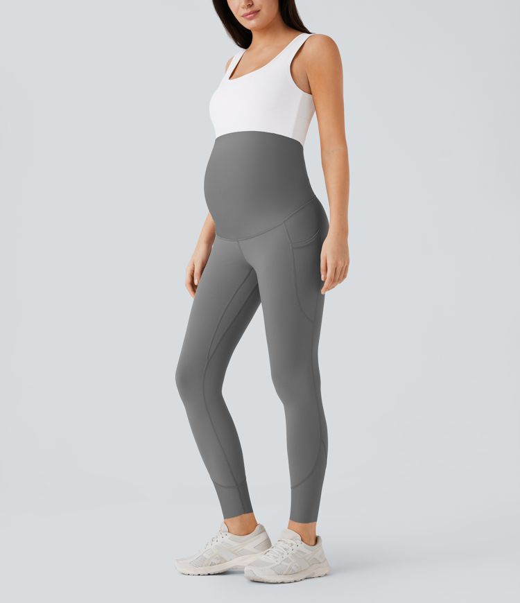 Leggings premamá Softlyzero™ yoga tiro súper alto bolsillo lateral cruzado espalda 7/8 - UPF 50+