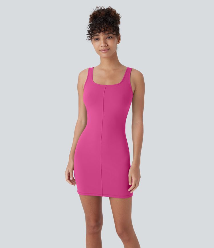 DayStretch Square Neck Bodycon Mini Dance Tank Dress