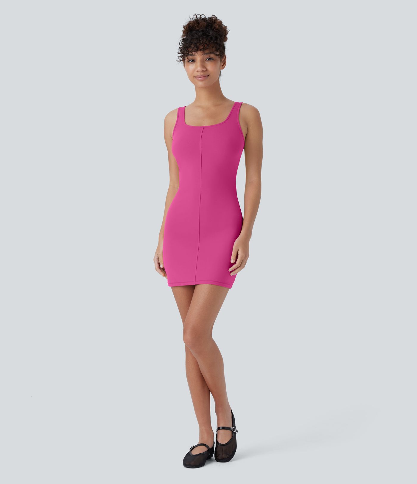 DayStretch Square Neck Bodycon Mini Dance Tank Dress