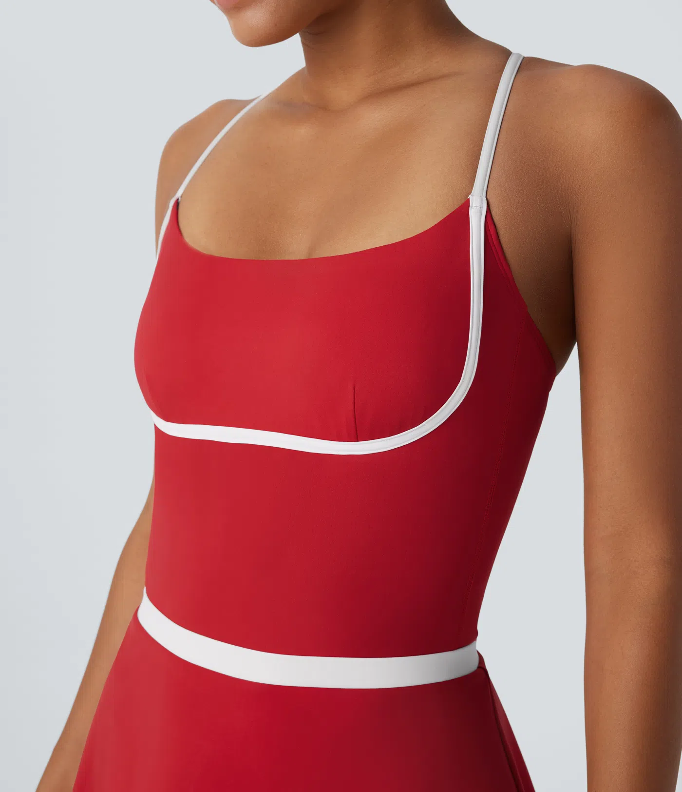 SoftlyZero™ Airy Color Block Pocket 2 Piece Set Cool Touch Yoga Bodysuit & Skirt