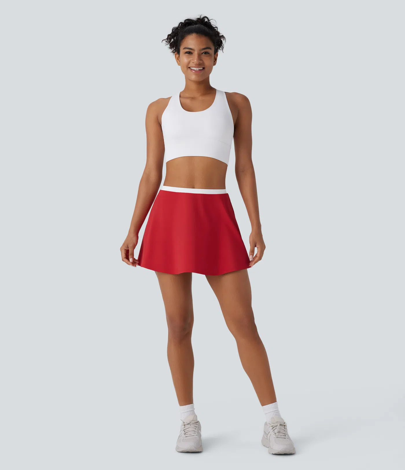 SoftlyZero™ Airy Color Block Pocket 2 Piece Set Cool Touch Yoga Bodysuit & Skirt