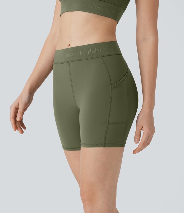 SpeedWave™ Mid Rise Pocket Quick Dry Workout Biker Shorts 5''