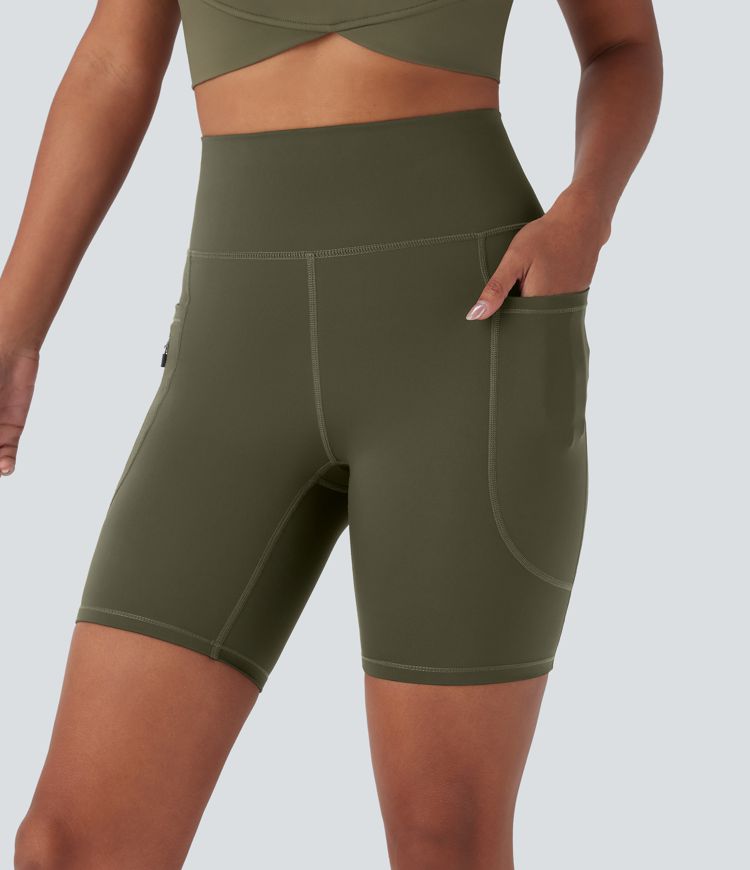Wear-Resistant High Waisted Pockets Hiking Biker Shorts 7''