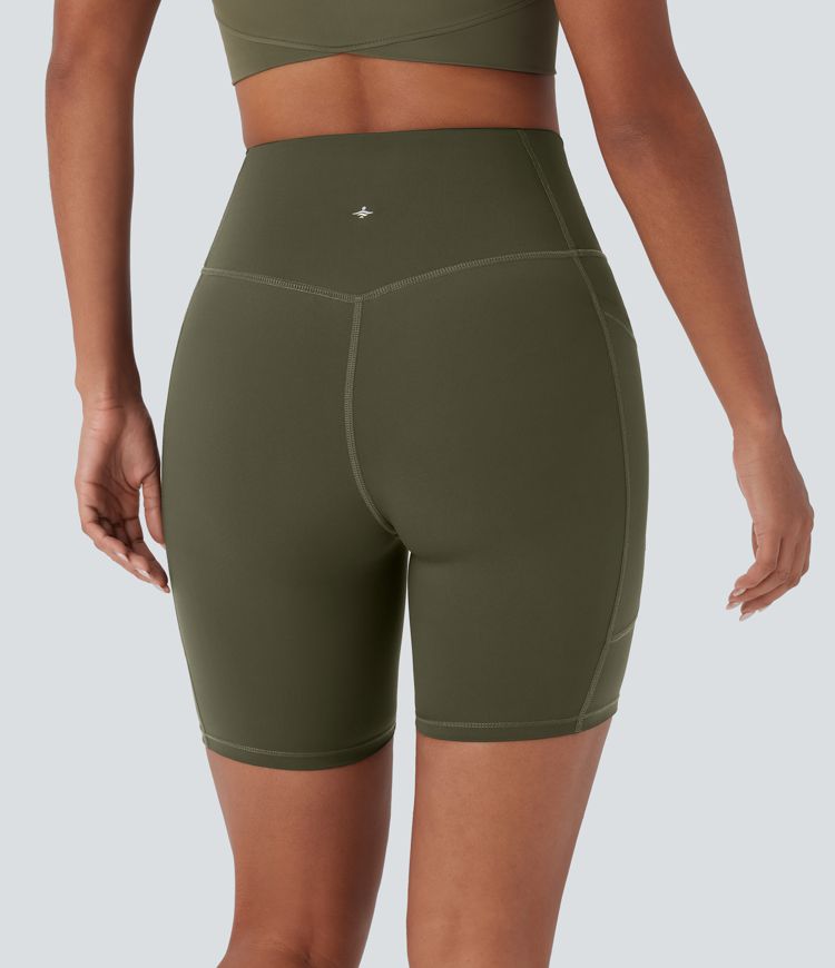 Wear-Resistant High Waisted Pockets Hiking Biker Shorts 7''