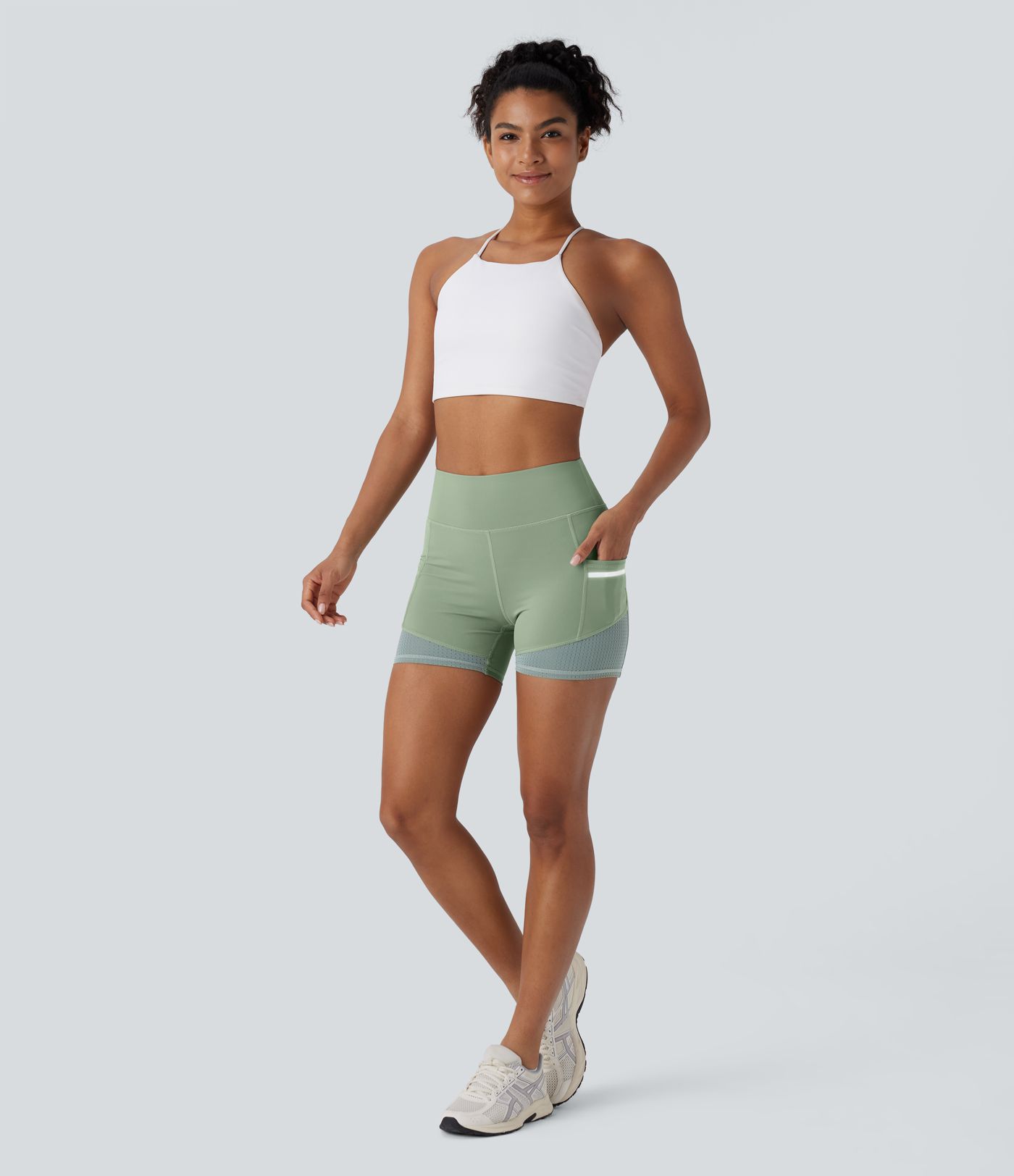 Pantalón corto Softlyzero™ Airy ciclismo yoga tiro alto bolsillo lateral perforado reflectante tacto fresco 10cm - UPF50+