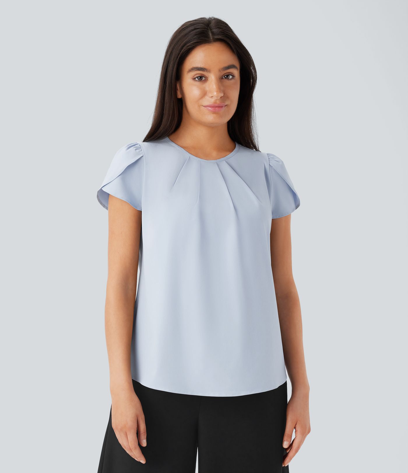 Breezeful™ Round Neck Short Sleeve Keyhole Back Quick Dry Work Top