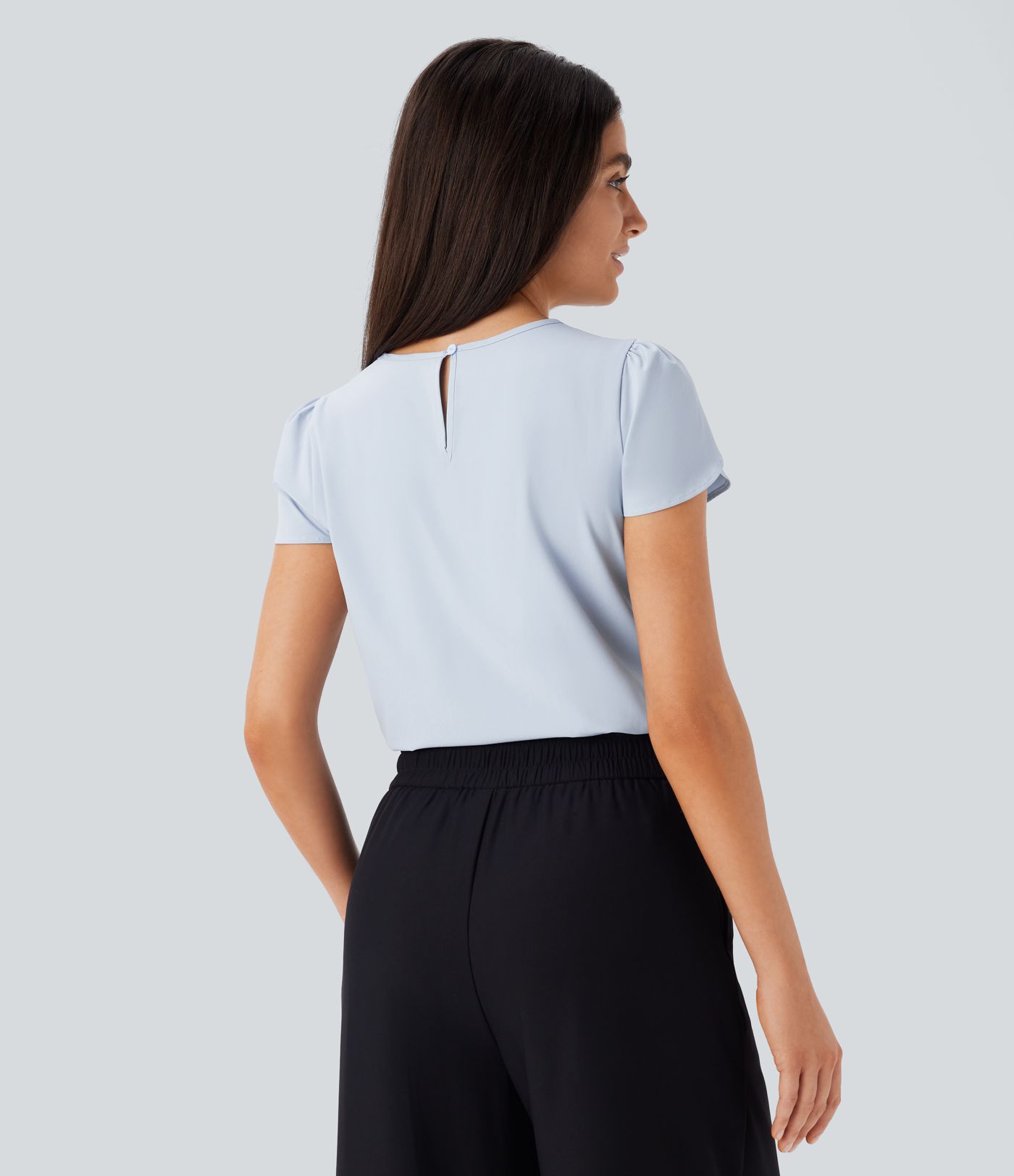 Breezeful™ Round Neck Short Sleeve Keyhole Back Quick Dry Work Top