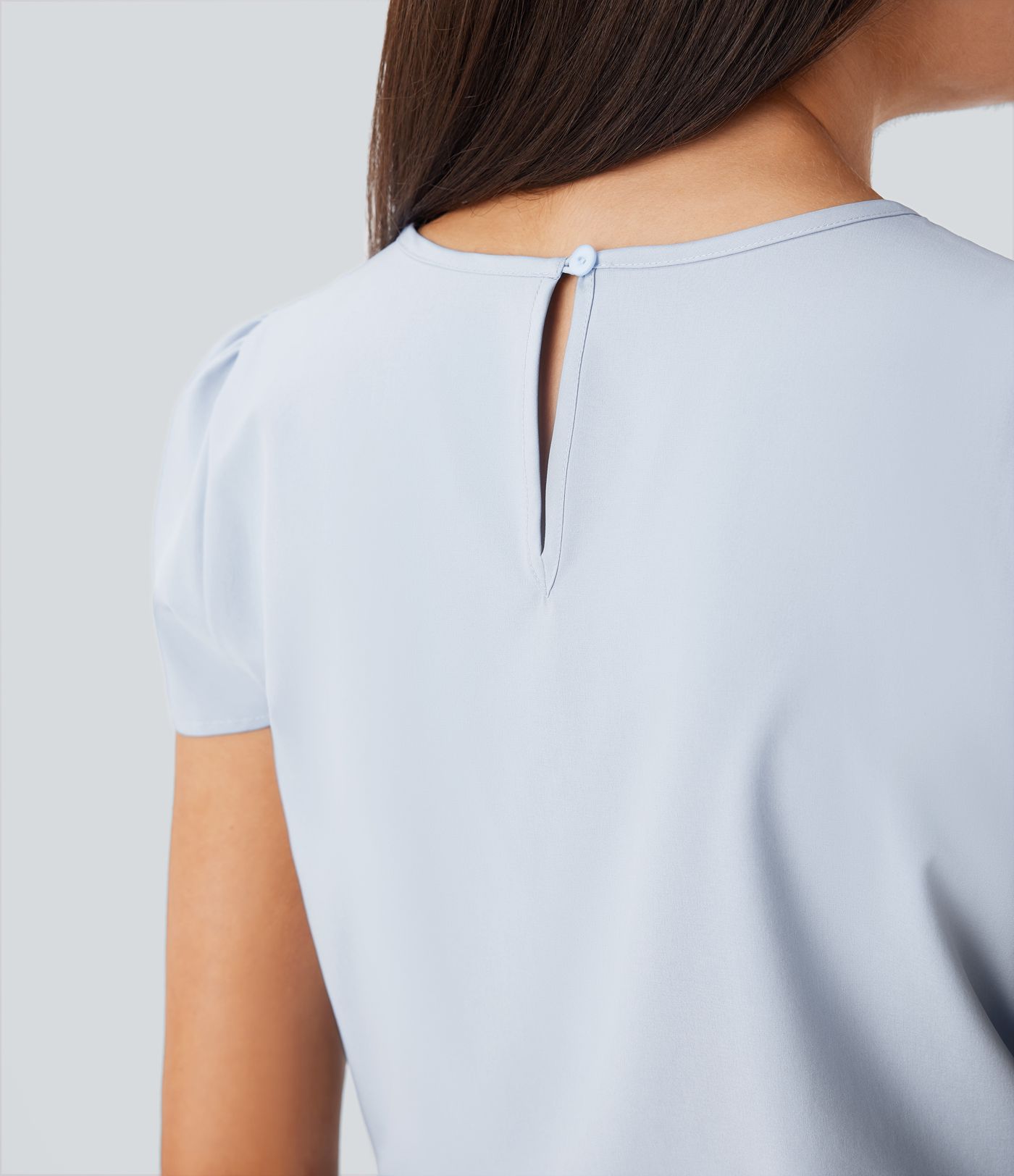 Breezeful™ Round Neck Short Sleeve Keyhole Back Quick Dry Work Top