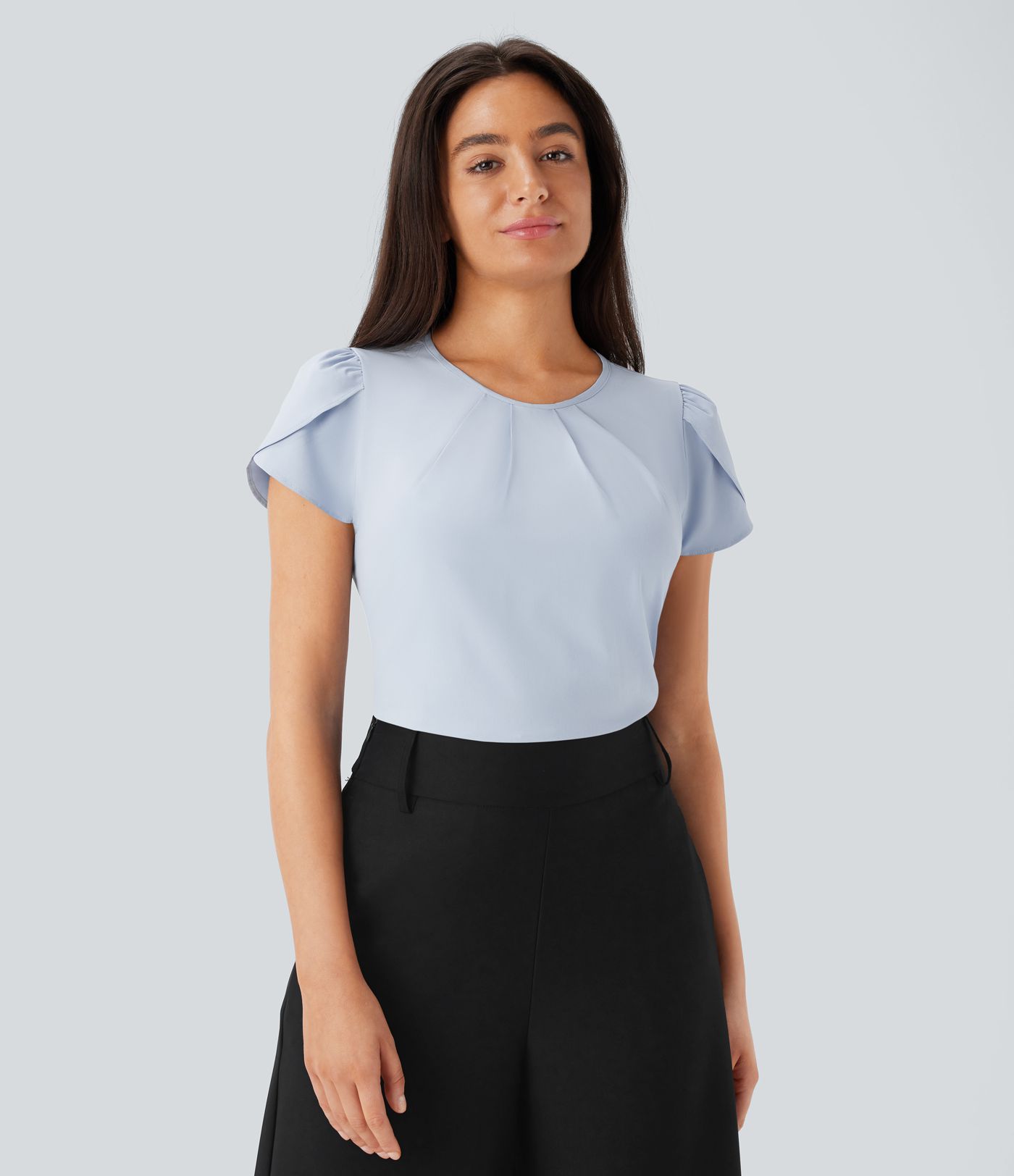 Breezeful™ Round Neck Short Sleeve Keyhole Back Quick Dry Work Top