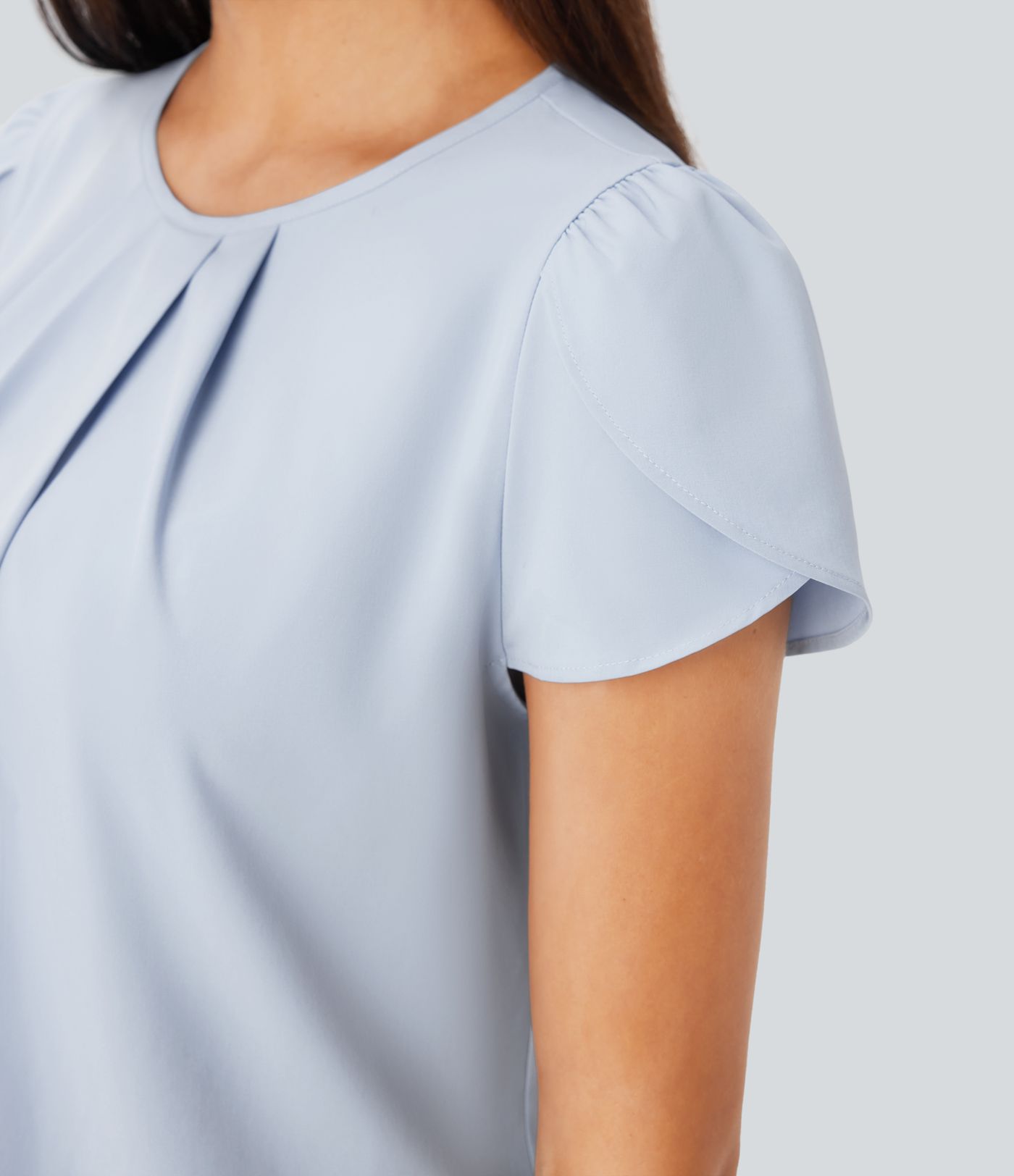 Breezeful™ Round Neck Short Sleeve Keyhole Back Quick Dry Work Top