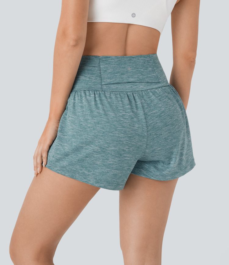 Super High Waisted Pocket & Pocket 2-in-1 Yoga Shorts 3''