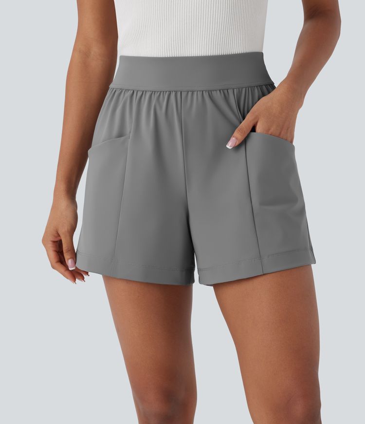 Short tailleur taille haute 10 cm avec poches latérales