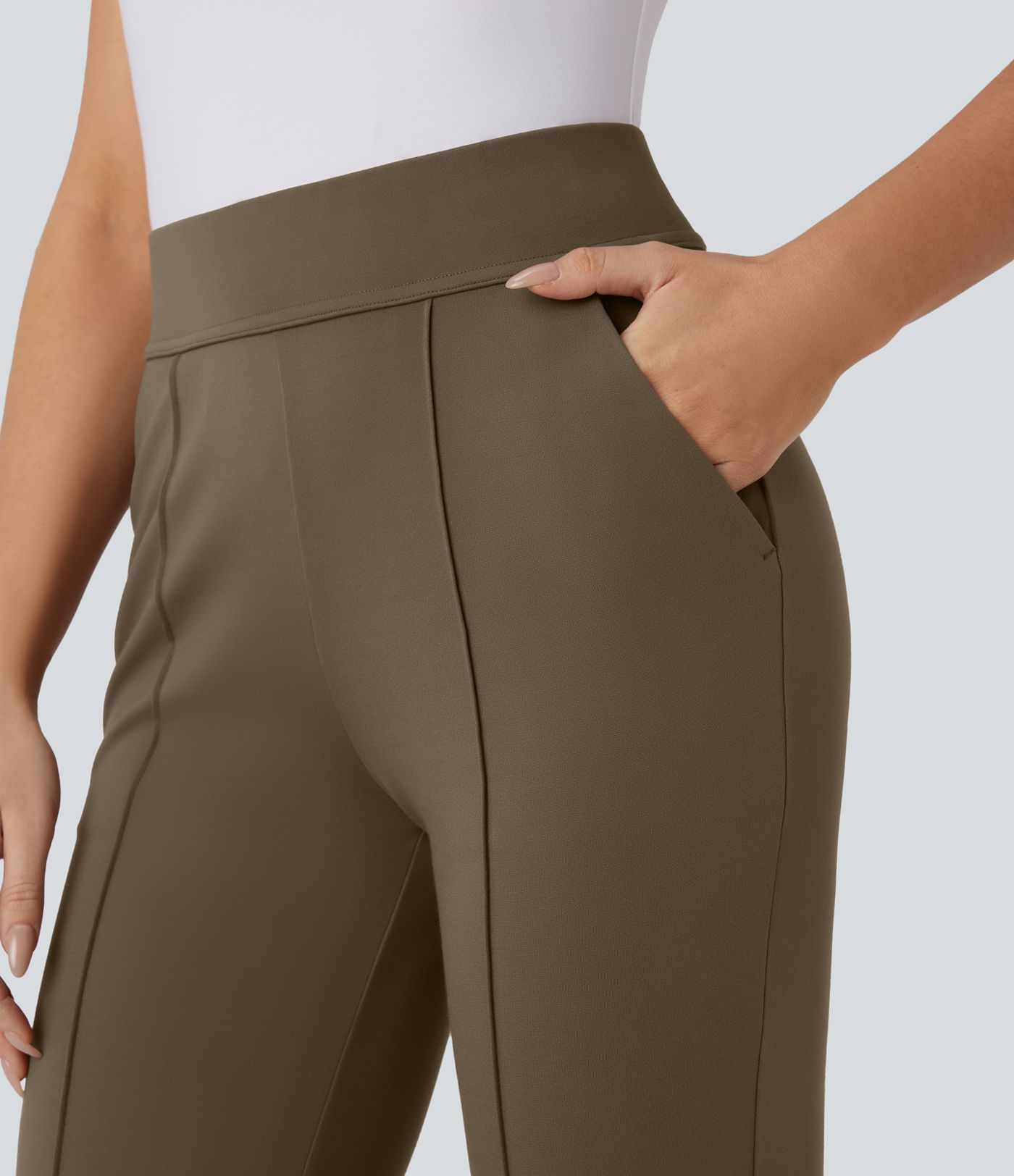 Pantalón Halara Flex™ oficina tiro alto bolsillo lateral corte acampanado