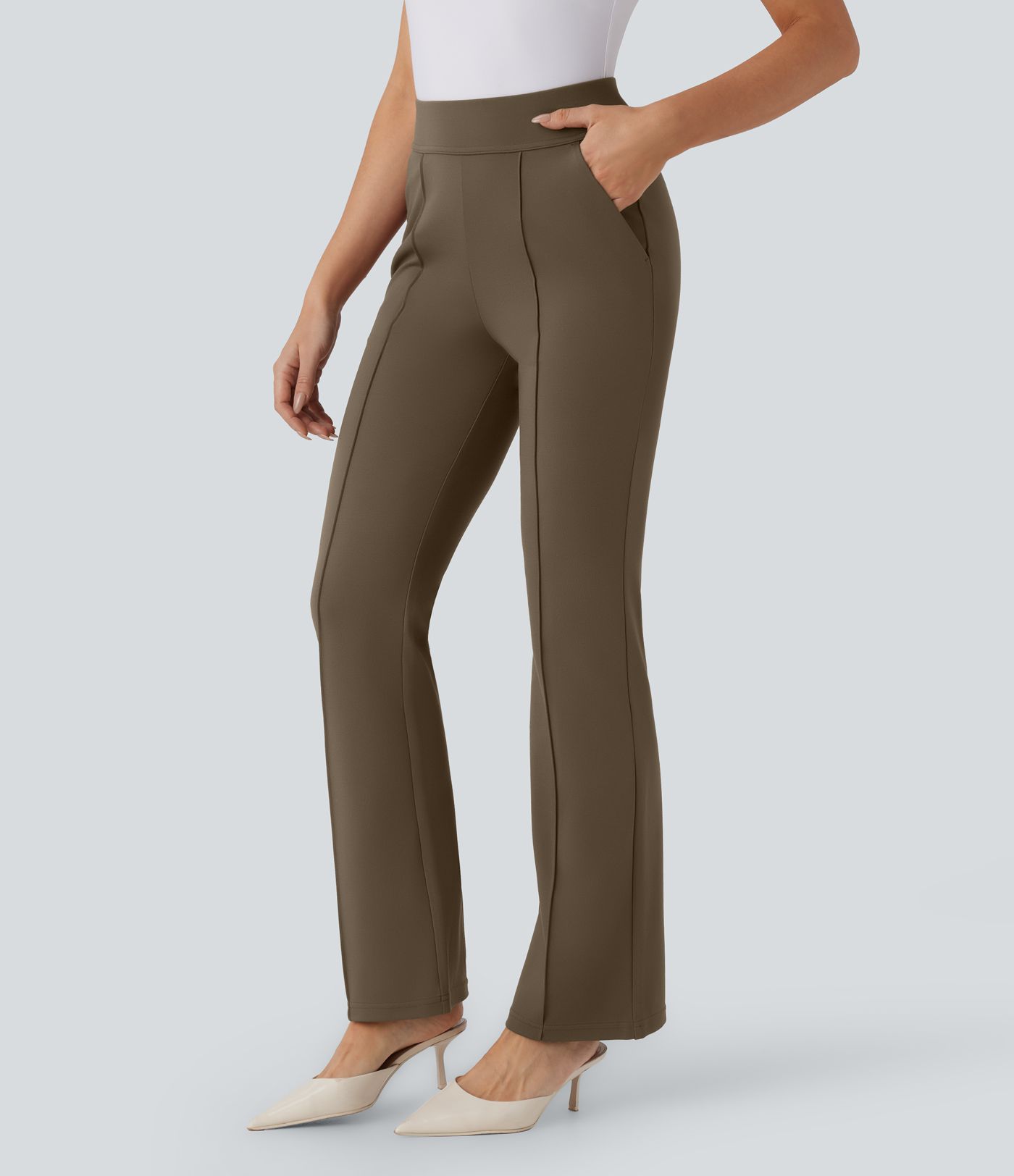 Pantalón Halara Flex™ oficina tiro alto bolsillo lateral corte acampanado