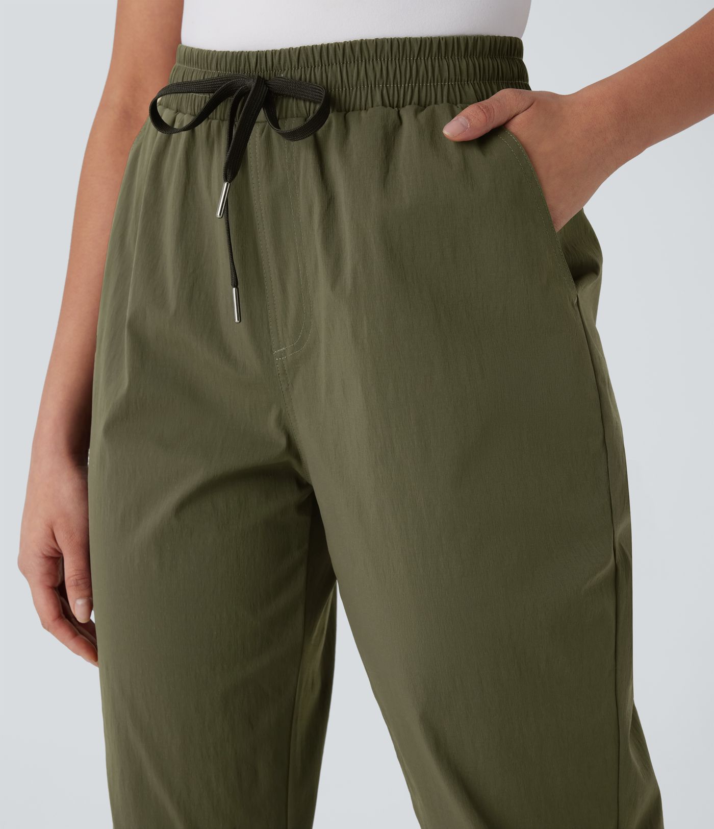 Water Repellent Mid Rise Drawstring Pockets Ripstop Hiking Pants