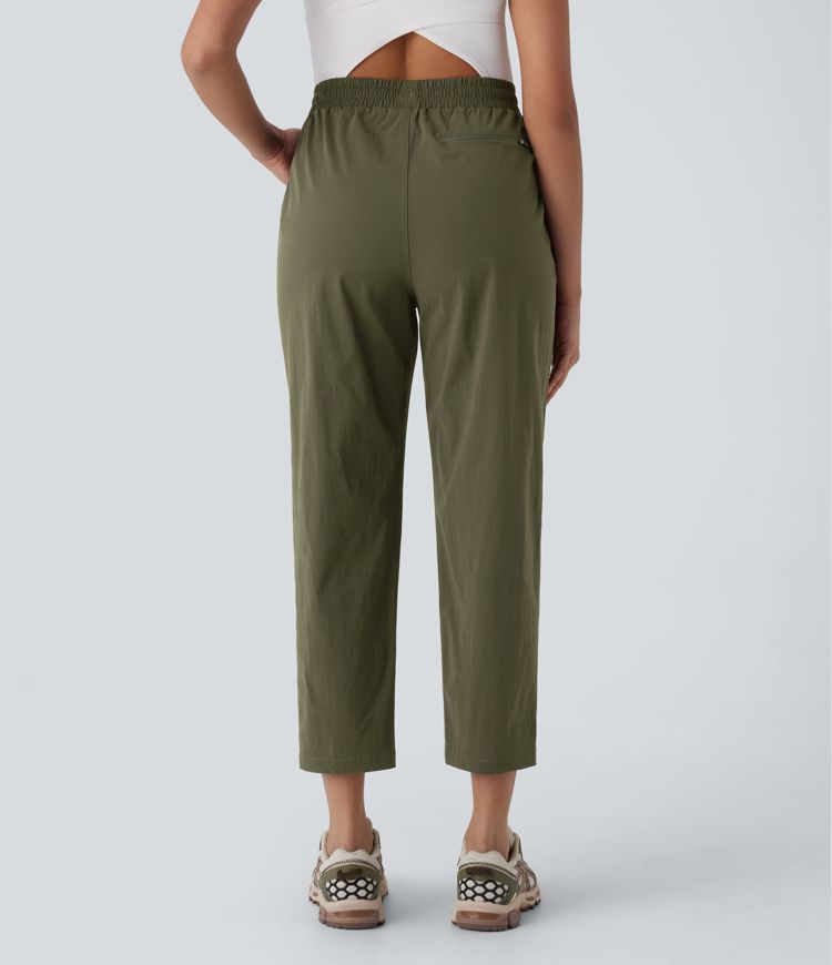 Water Repellent Mid Rise Drawstring Pockets Ripstop Hiking Pants