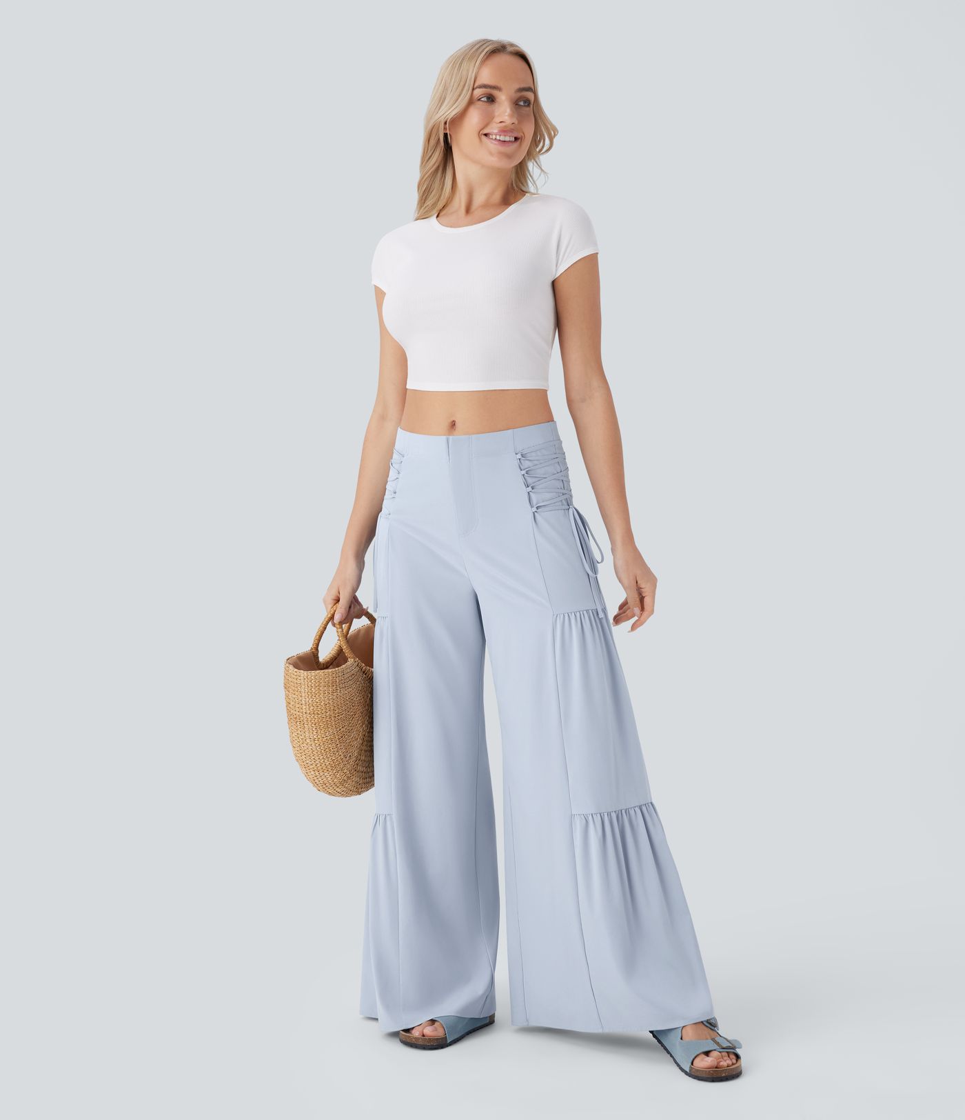 Breezeful™ Mid Rise Lace Up Flowy Wide Leg Quick Dry Pants