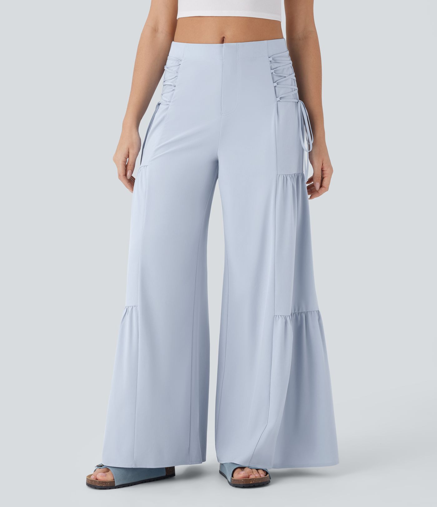 Breezeful™ Mid Rise Lace Up Flowy Wide Leg Quick Dry Pants