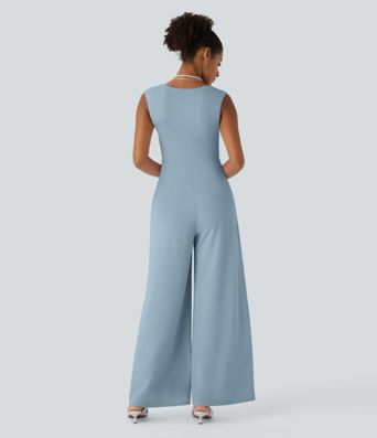 Square Neck Sleeveless Party Jumpsuit
