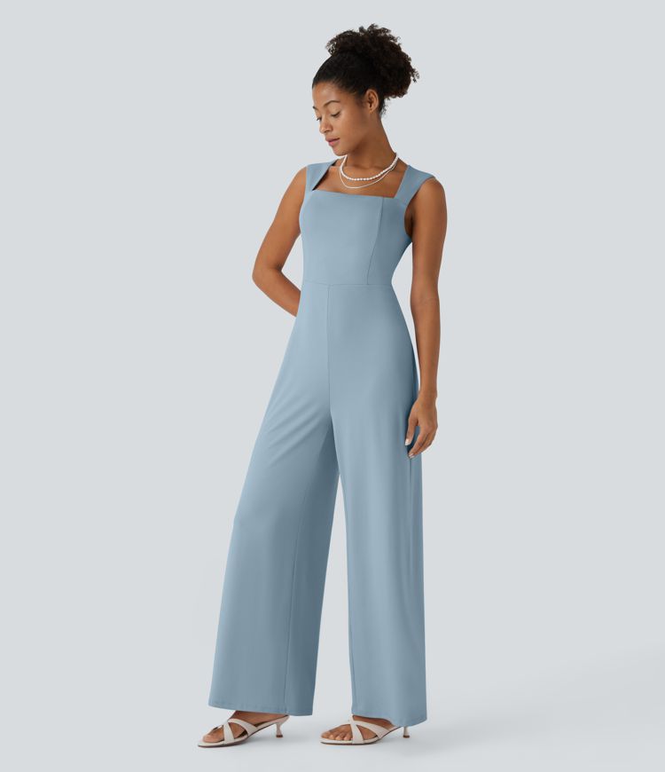 Square Neck Sleeveless Party Jumpsuit