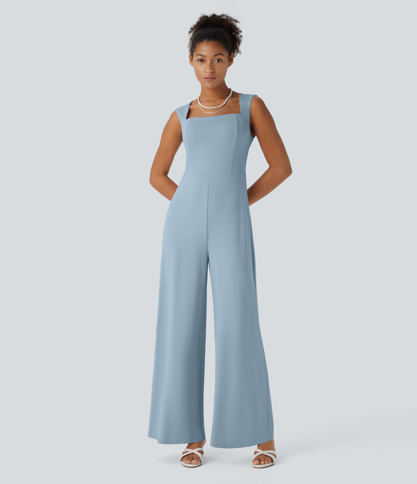 Square Neck Sleeveless Party Jumpsuit