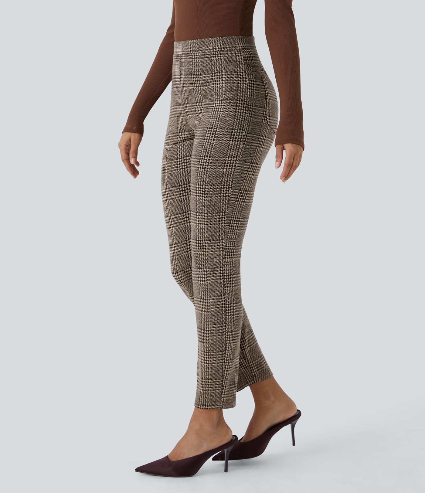 Halara Flex™ High Waisted Pocket Houndstooth Plaid Skinny Work Pants