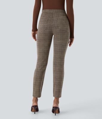 Halara Flex™ High Waisted Pocket Houndstooth Plaid Skinny Work Pants
