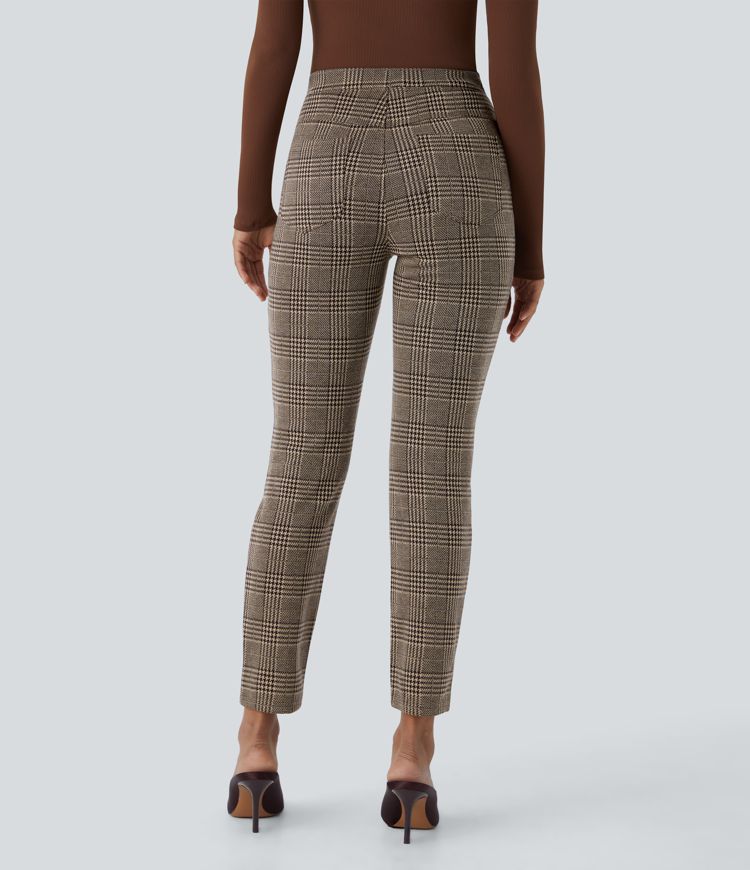 Halara Flex™ High Waisted Pocket Houndstooth Plaid Skinny Work Pants